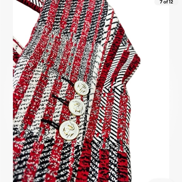 CAbi Patchwork Jacket.  Black, Red, and White ( P15 ) - Picture 6 of 8